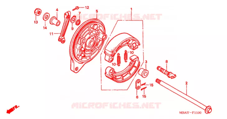 FLASQUE - MACHOIRES DE FREIN ARRIERE Honda MOTO 750 SHADOW 2001  VT750CD1
