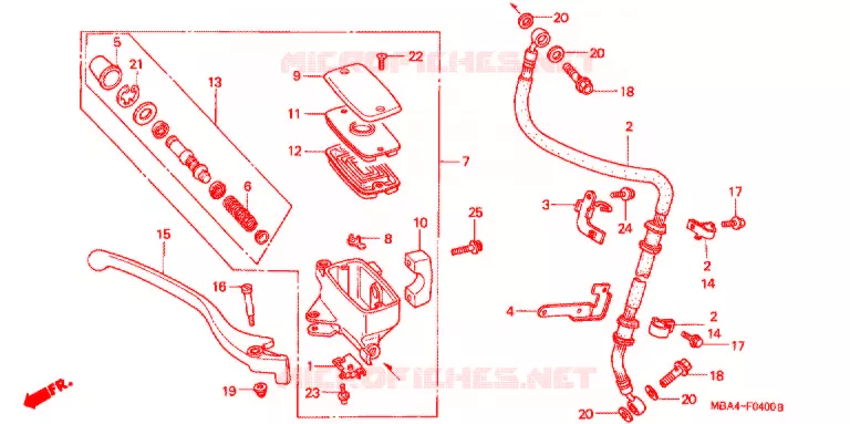 MAITRE CYLINDRE DE FREIN AVANT Honda MOTO 750 SHADOW 1999  VT750CD2X