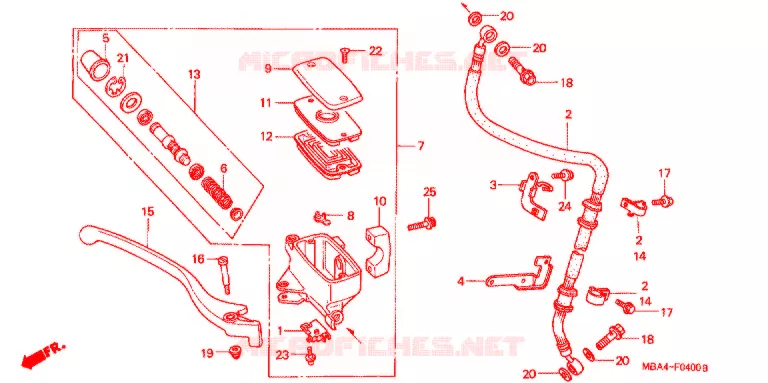 MAITRE CYLINDRE DE FREIN AVANT Honda MOTO 750 SHADOW 1999  VT750CD2X