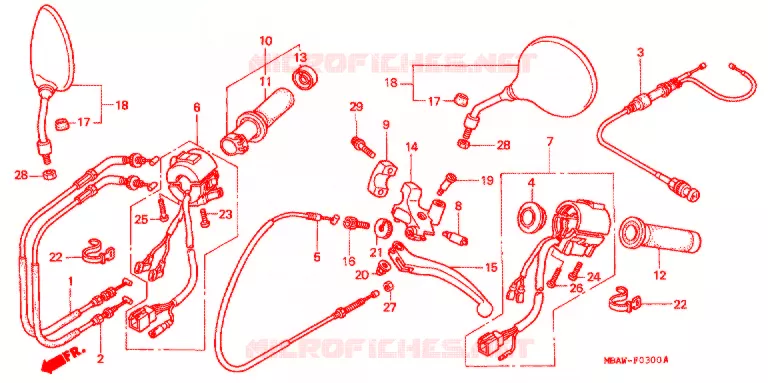 COMMODO - LEVIER - CABLE Honda MOTO 750 SHADOW 1998  VT750CD3W