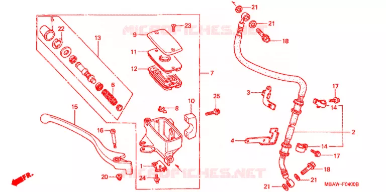 MAITRE CYLINDRE DE FREIN AVANT Honda MOTO 750 SHADOW 1999  VT750CD3X