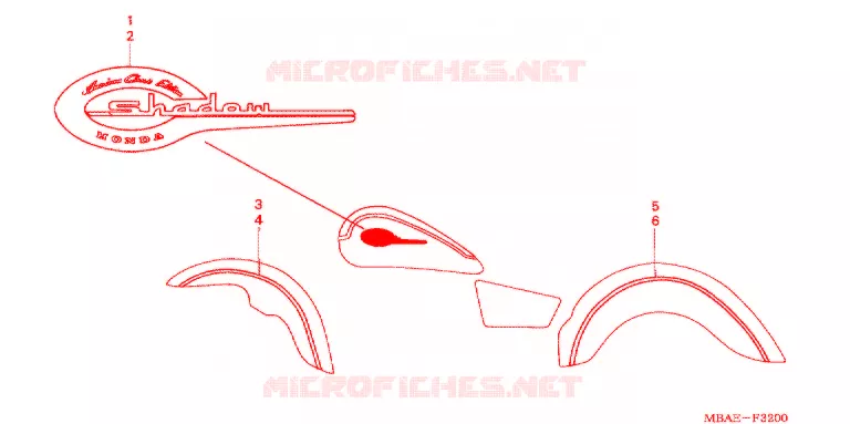 AUTOCOLLANTS (VT750CDA/CDB/CDC) Honda MOTO 750 SHADOW 2002  VT750CDA2