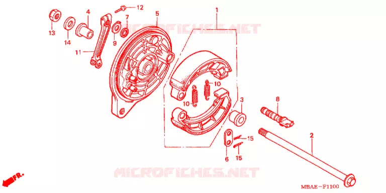 FLASQUE - MACHOIRES DE FREIN ARRIERE Honda MOTO 750 SHADOW 2002  VT750CDA2