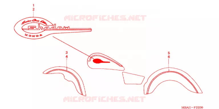 AUTOCOLLANTS (VT750CDA/CDB/CDC) Honda MOTO 750 SHADOW 2002  VT750CDB2
