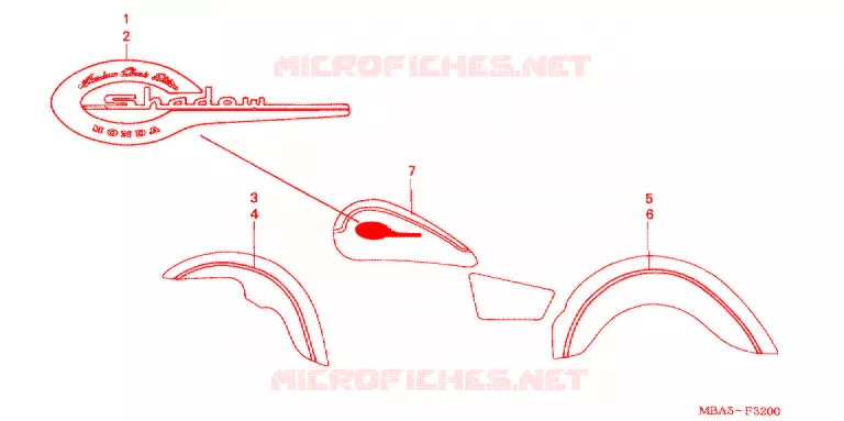 AUTOCOLLANTS (VT750CDA/CDB/CDC) Honda MOTO 750 SHADOW 2002  VT750CDB2