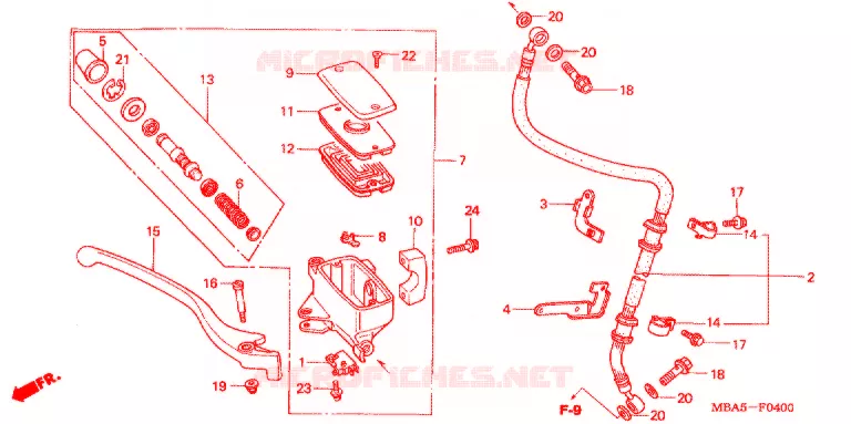 MAITRE CYLINDRE DE FREIN AVANT Honda MOTO 750 SHADOW 2002  VT750CDB2