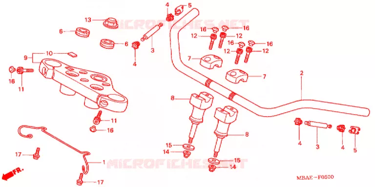 GUIDON - TE DE FOURCHE Honda MOTO 750 SHADOW 2002  VT750CDC2