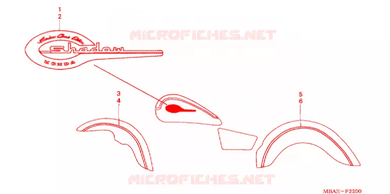 AUTOCOLLANTS (VT750CDA/CDB/CDC) Honda MOTO 750 SHADOW 2002  VT750CDC2