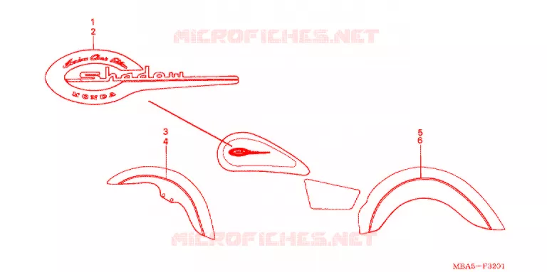 AUTOCOLLANTS (VT750CDD) Honda MOTO 750 SHADOW 2003  VT750CDD3