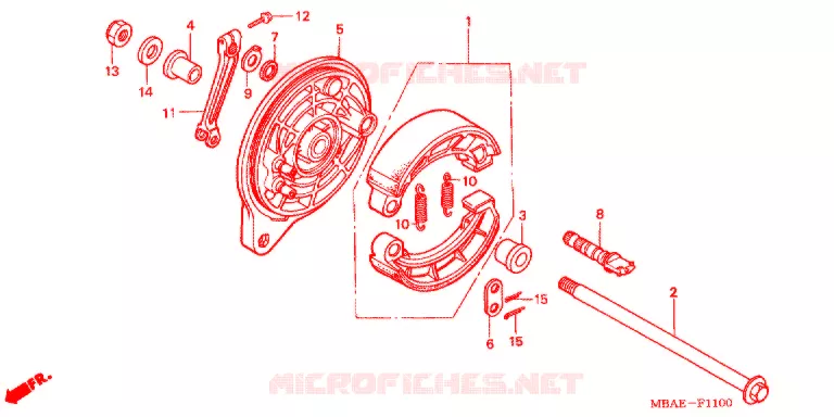 FLASQUE - MACHOIRES DE FREIN ARRIERE Honda MOTO 750 SHADOW 2003  VT750CDD3