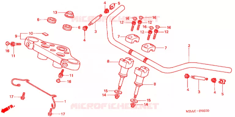 GUIDON - TE DE FOURCHE Honda MOTO 750 SHADOW 2003  VT750CDD3