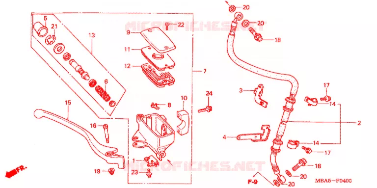 MAITRE CYLINDRE DE FREIN AVANT Honda MOTO 750 SHADOW 2003  VT750CDD3