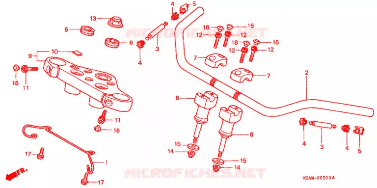 GUIDON - TE DE FOURCHE Honda MOTO 750 SHADOW 1998  VT750CDW