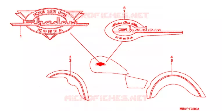 AUTOCOLLANTS Honda MOTO 750 SHADOW 2000  VT750CDY