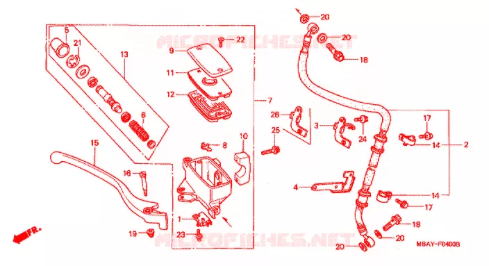 MAITRE CYLINDRE DE FREIN AVANT Honda MOTO 750 SHADOW 2000  VT750CDY