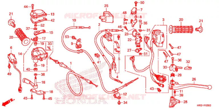 COMMODO - LEVIER - CABLE Honda ATV 420 FOURTRAX 2017  TRX420FM1H