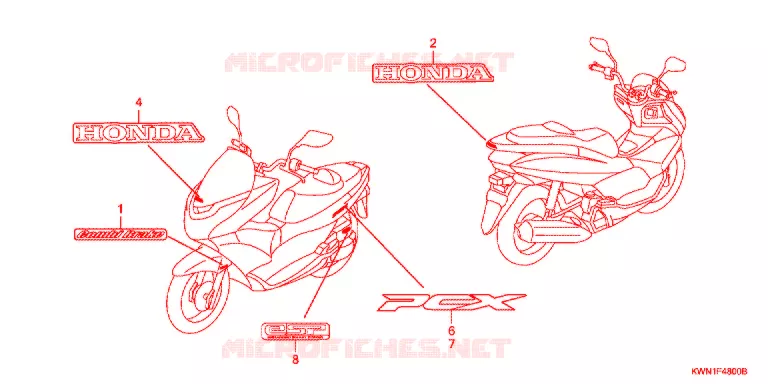 AUTOCOLLANTS (WW125EX2A,C,E) Honda SCOOTER 125 PCX 2010  WW125EX2A