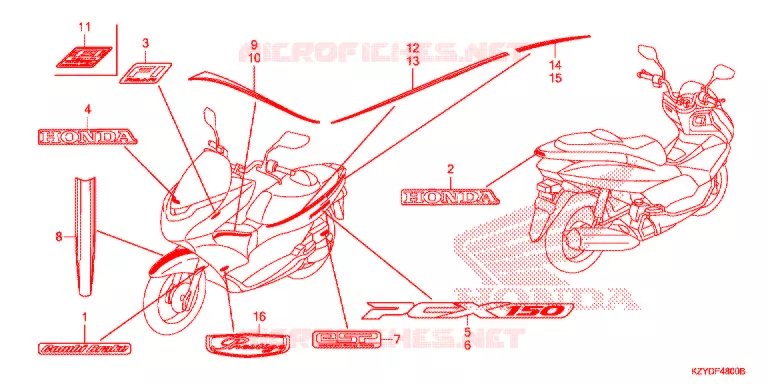 AUTOCOLLANTS Honda SCOOTER 150 PCX 2013  WW150D