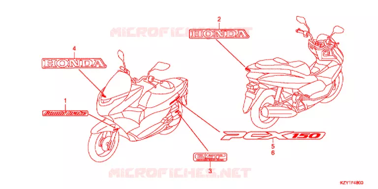 AUTOCOLLANTS Honda SCOOTER 150 PCX 2012  WW150C