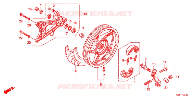 ROUE ARRIERE - BRAS OSCILLANT Honda SCOOTER 150 PCX 2015  WW150F