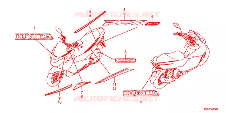 AUTOCOLLANTS Honda SCOOTER 150 PCX 2016  WW150G