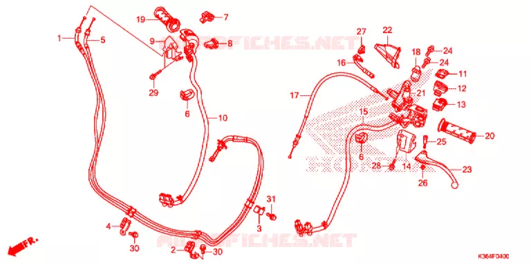 LEVIER DE GUIDON - CABLE - COMMODO Honda SCOOTER 150 PCX 2017  WW150H