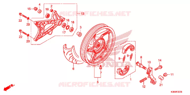 ROUE ARRIERE - BRAS OSCILLANT Honda SCOOTER 150 PCX 2017  WW150H