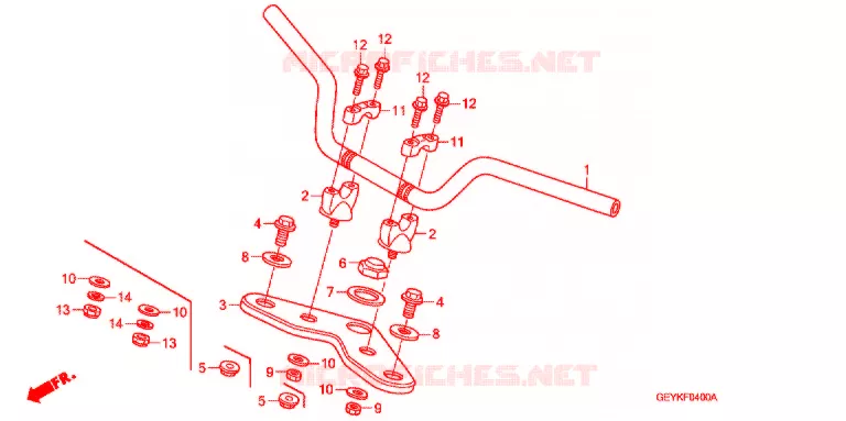 GUIDON - TE DE FOURCHE Honda MOTO 100 APE 2007  XZ1007