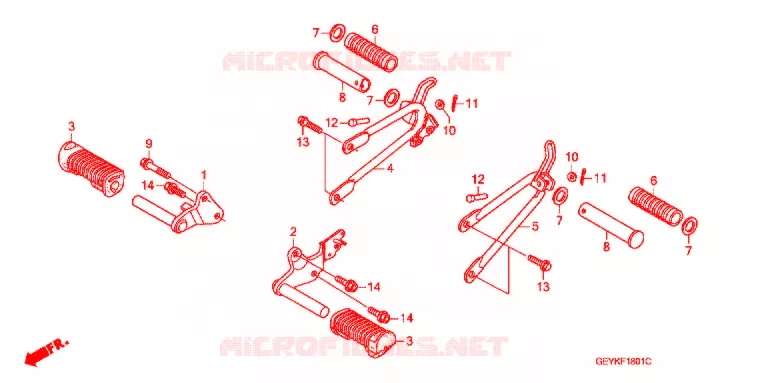 REPOSE PIED (XZ100) Honda MOTO 100 APE 2008  XZ1008_3J
