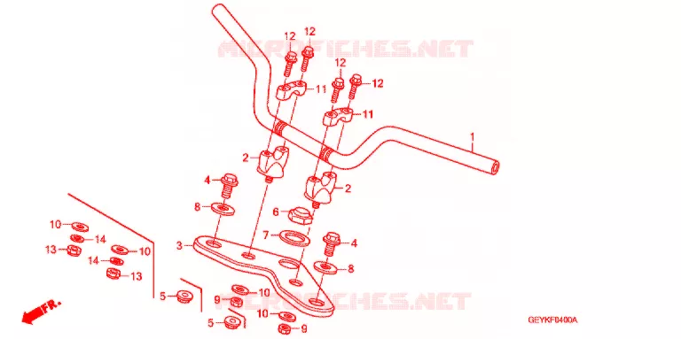 GUIDON - TE DE FOURCHE Honda MOTO 100 APE 2016  XZ1009_2J