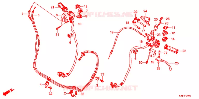 LEVIER DE GUIDON - CABLE - COMMODO Honda SCOOTER 125 PCX 2017  WW125H