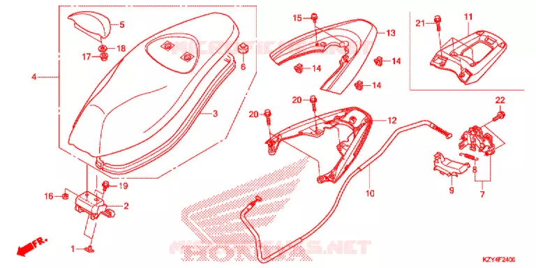 SELLE - POIGNEE ARRIERE Honda SCOOTER 150 PCX 2013  WW150D
