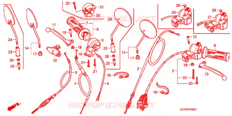 LEVIER DE GUIDON - CABLE - COMMODO Honda MOTO 50 APE 2007  XZ507