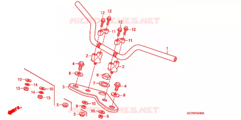 GUIDON - TE DE FOURCHE Honda MOTO 50 APE 2014  XZ509