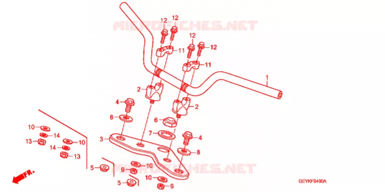 GUIDON - TE DE FOURCHE Honda MOTO 50 APE 2013  XZ509_2J