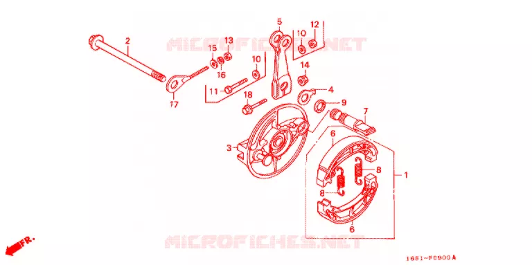 FLASQUE - MACHOIRES DE FREIN ARRIERE Honda MOTO 50 MONKEY 1990  Z50JL_M