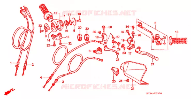 LEVIER DE GUIDON - CABLE - COMMODO Honda MOTO 400 XR 1997  XR400RV
