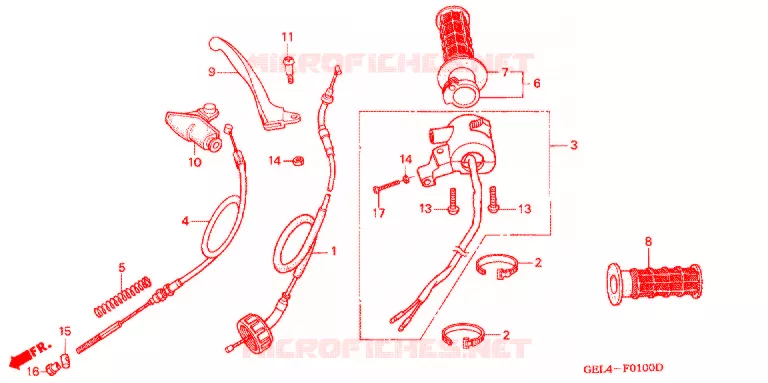 LEVIER DE GUIDON - CABLE - COMMODO Honda MOTO 50 XR 2000  XR50RY