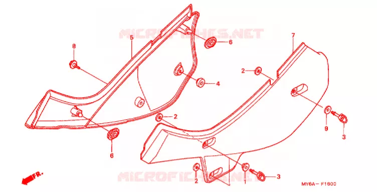 COUVERCLES LATERAUX Honda MOTO 650 XR 2005  XR650L5