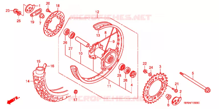 ROUE ARRIERE Honda MOTO 650 XR 2005  XR650L5