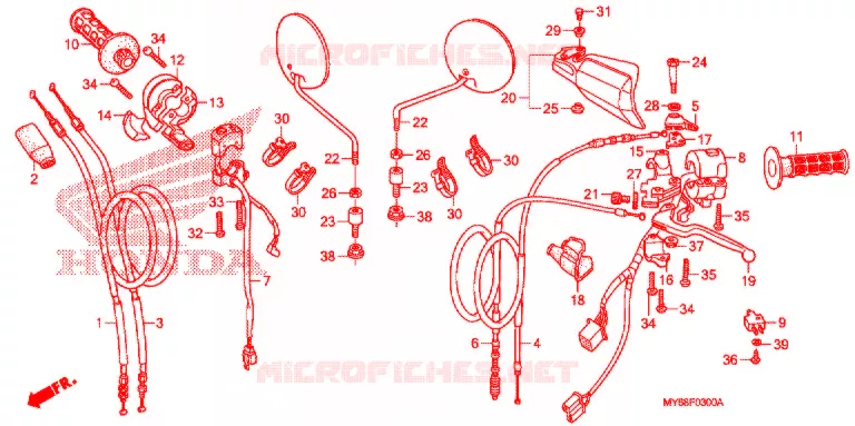 LEVIER DE GUIDON - CABLE - COMMODO Honda MOTO 650 XR 2014  XR650LE