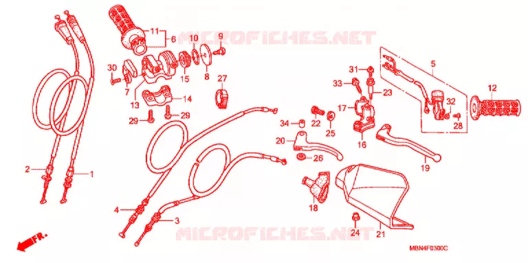 LEVIER DE GUIDON - CABLE - COMMODO Honda MOTO 650 XR 2006  XR650R6