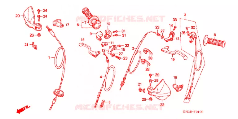 LEVIER DE GUIDON - CABLE Honda MOTO 80 XR 2003  XR80R3