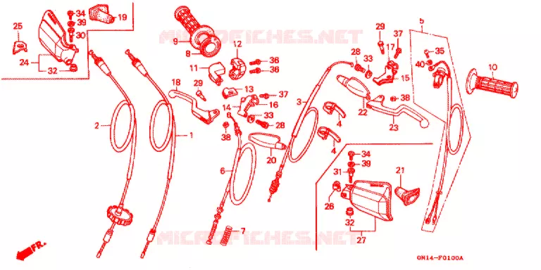 LEVIER DE GUIDON Honda MOTO 80 XR 1991  XR80RM