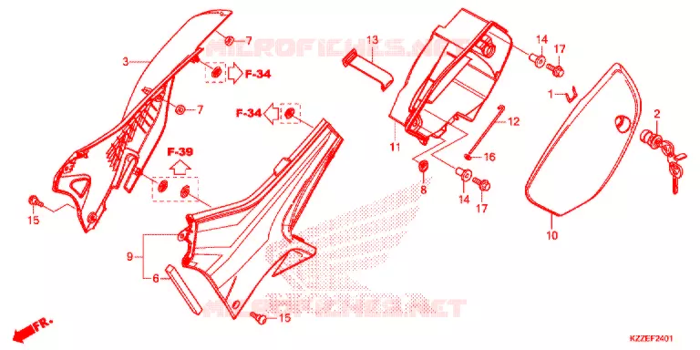 COUVERCLES LATERAUX (CRF250RL/RLA) Honda MOTO 250 CRF 2018  CRF250RLAJ