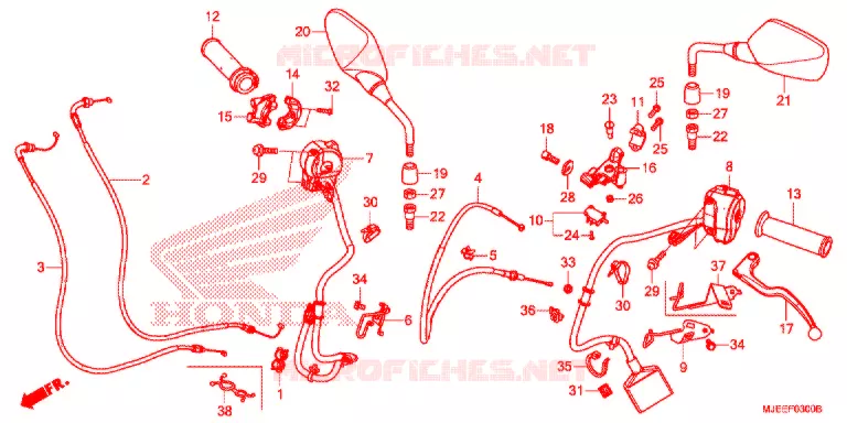 LEVIER DE GUIDON - CABLE - COMMODO Honda MOTO 650 CB 2018  CB650FAJ