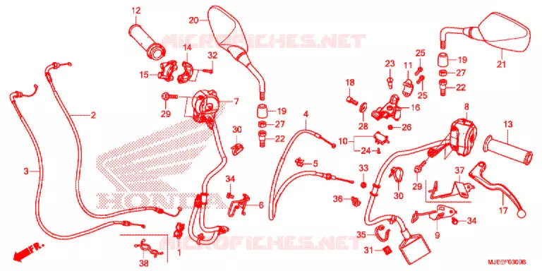 LEVIER DE GUIDON - CABLE - COMMODO Honda MOTO 650 CB 2018  CB650FAJ