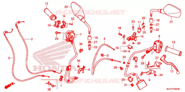 LEVIER DE GUIDON - CABLE - COMMODO Honda MOTO 650 CB 2019  CB650FAJ