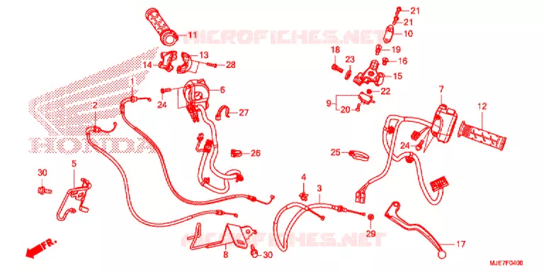 LEVIER DE GUIDON - CABLE - COMMODO Honda MOTO 650 CBR 2018  CBR650FAJ