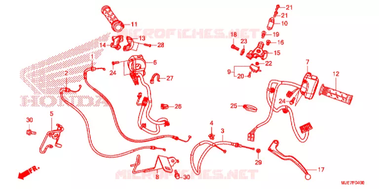 LEVIER DE GUIDON - CABLE - COMMODO Honda MOTO 650 CBR 2018  CBR650FAJ